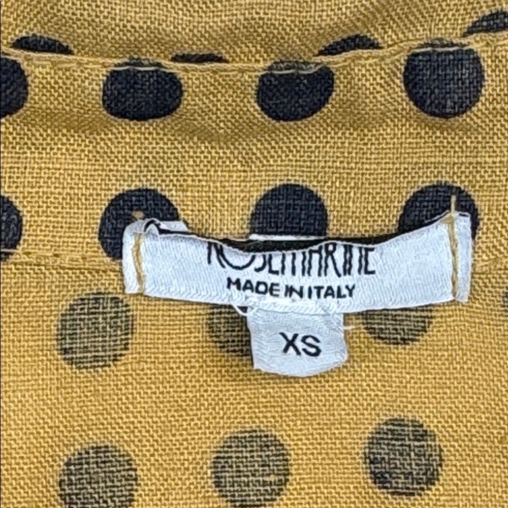 Rosemarine Linen Polka Dot Made in Italy Shirt Dress Size XS mustard gold black - Picture 4 of 6